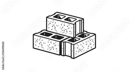 Stacked bricks and blocks form a basic construction materials arrangement for building projects.