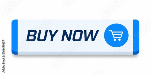 Blue shopping cart buy now button with modern design