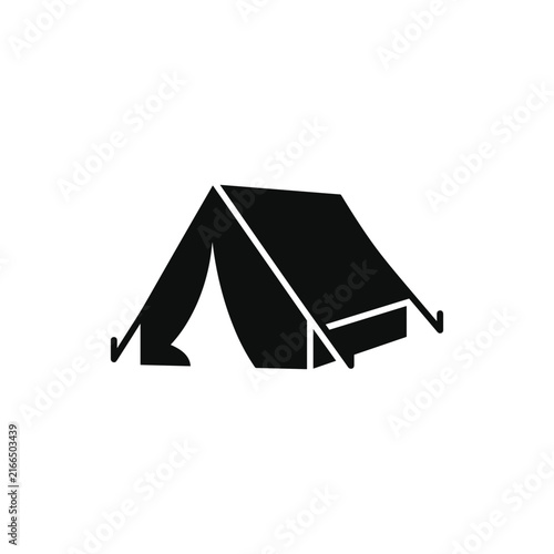 Simple Black Silhouette of a Camping Tent.