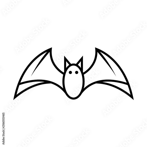 Simple Outline Drawing of a Bat Flying.