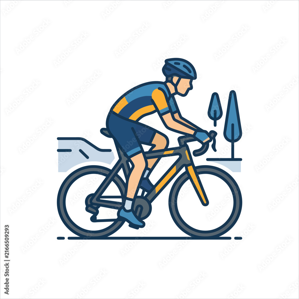 Fototapeta premium Cyclist Riding Bicycle on Road, Sport and Healthy Lifestyle