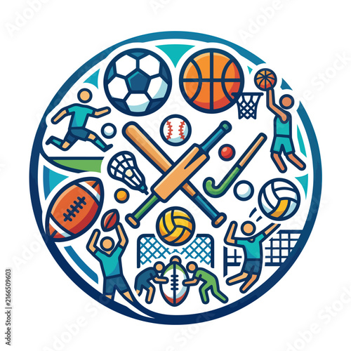 Diverse Sports Collage: Football, Basketball, Rugby, Cricket, Hockey & More