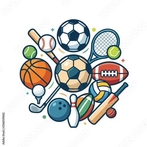 Diverse Sports Equipment Collection - Balls, Bats, Racquets & More