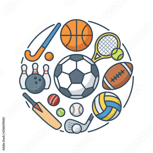 Diverse Sports Equipment Collection - Healthy Lifestyle Concept