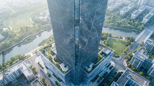 Geometric Glass Skyscraper Detail - Sleek Architectural Aesthetic