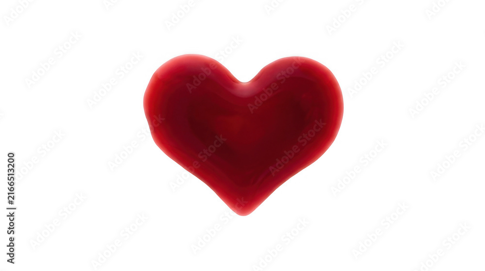 Fototapeta premium Red glossy liquid heart shape on transparent background.