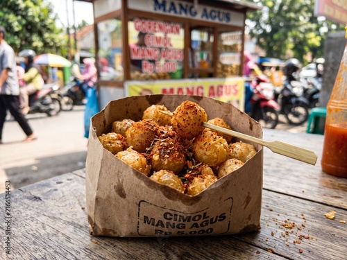 Indonesian Cimol, Fried Tapioca Balls, Traditional Street Food