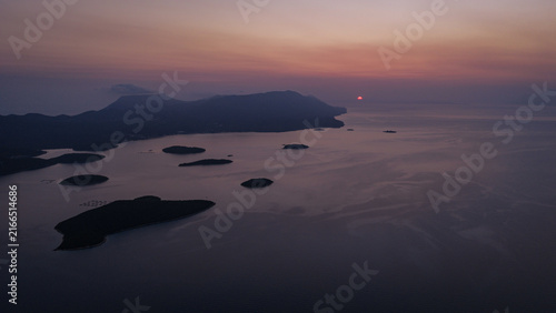 Peljesac Bridge over Adriatic Sea at sunset