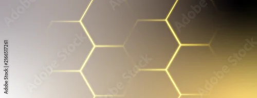 Panel kuchenny z motywem Abstract geometric honeycomb background with glowing gold neon hexagon grid lines