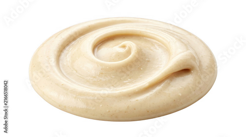 Creamy beige sauce swirl isolated on transparent background.