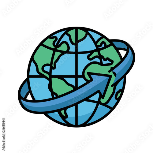 Global Arrow Orbiting Planet Earth Illustration