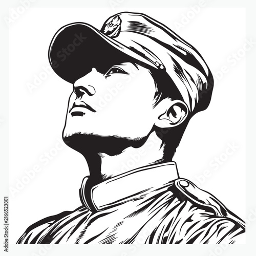 black and white cartoon illustration of a man