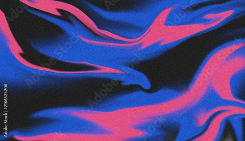 Abstract flowing wave pattern with vibrant blue and neon pink colors on a dark grainy surface