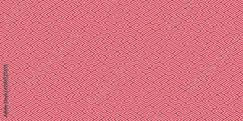 Abstract monochrome geometric pattern featuring an intricate maze. Modern linear design with a complex, puzzling structure ideal for unique backgrounds, creative prints, and graphic design projects.