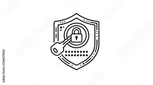 Shield and lock icon representing cybersecurity protection and data security in digital technology.