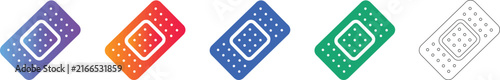 Adhesive Bandage Strip Icons in Multiple Styles