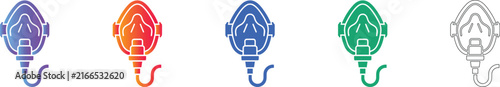 Medical Oxygen Mask Icon Set