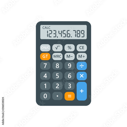 Desktop calculator displaying numbers on screen for accounting and math operations.