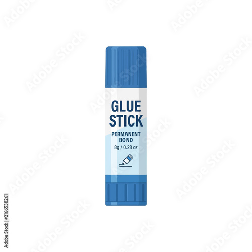 Back to School Blue glue stick vector illustration, permanent bond adhesive tube for school and office, stationery supply icon for crafting isolated on White Background Vactor EPS
