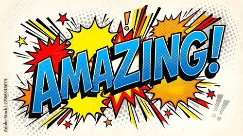 Amazing comics bubble isolated vector icon, sign