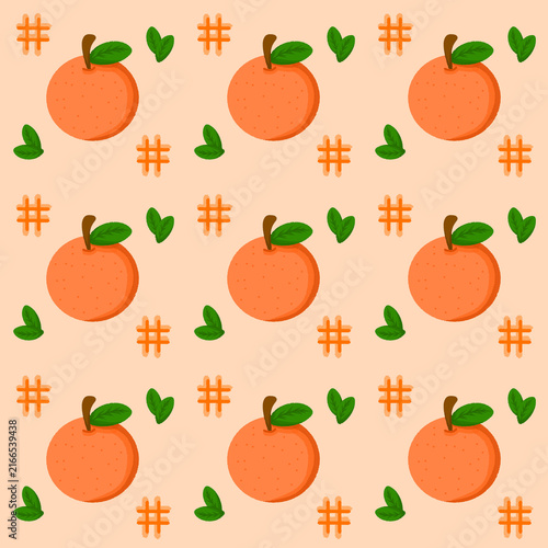 Cute hand-drawn orange fruit and leaves seamless pattern. Great for kids apparel, textiles, wrapping paper, and cheerful backgrounds.