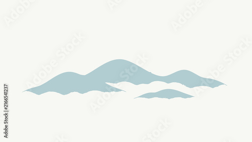 Serene pastel mountains emerging from soft mist with gentle green and blue hues