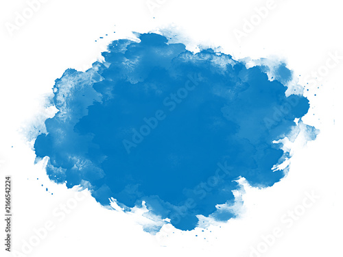 Canvas Print Fluffy cloud shaped watercolor paint blot with soft translucent pigment, organic