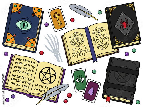 Фотография Magic Grimoires and Occult Symbols Vector Illustration Collection