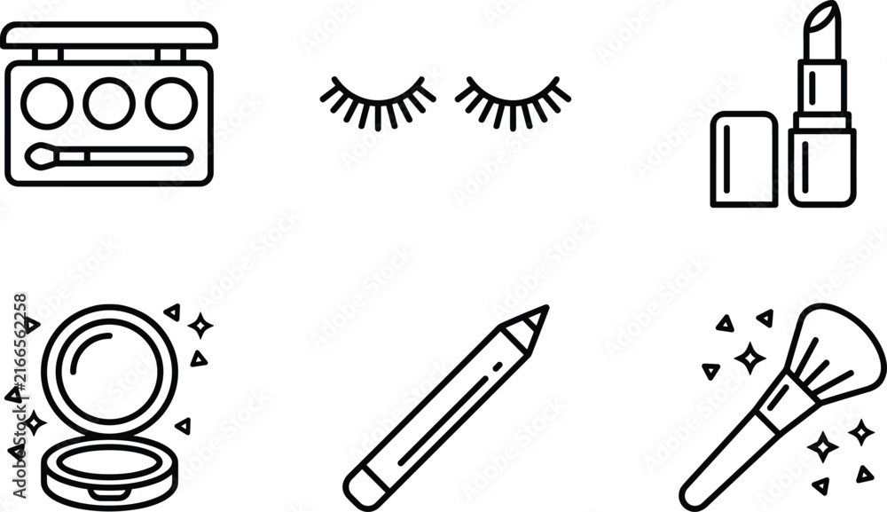 Fototapeta premium Black and white makeup and beauty product icons for cosmetic branding and design