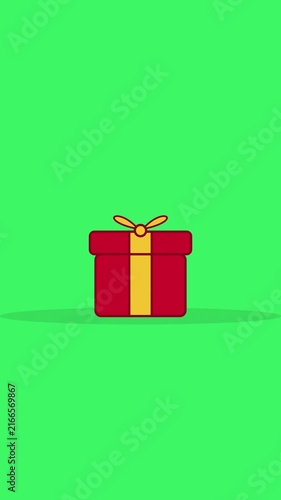 Animated Gift Box Opening with Heart and Ribbon in Motion
