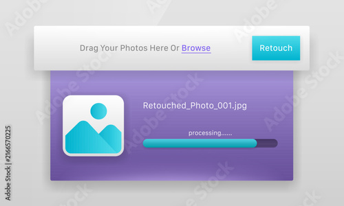 Cloud photo upload and image retouching processing modal user interface design template