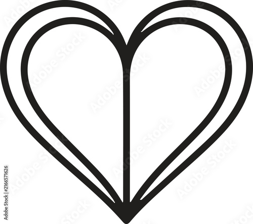 Elegant Double Line Heart Outline Icon, Minimal Romantic Love Symbol with Smooth Curves, Classic Valentine Day Vector Illustration for Wedding Cards, Invitations, Logos, Posters and Print