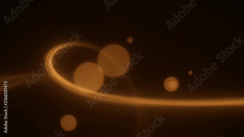 Abstract glowing orange curved lines and circles on a dark background, motion graphics, futuristic, technology, bokeh effect, nebula, space