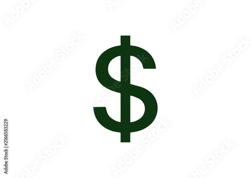 Green dollar sign icon for finance and banking applications with 22