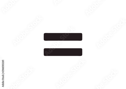 A simple and clean graphic illustration of two parallel horizontal black bars on a white background, representing equality, balance, or an equals sign