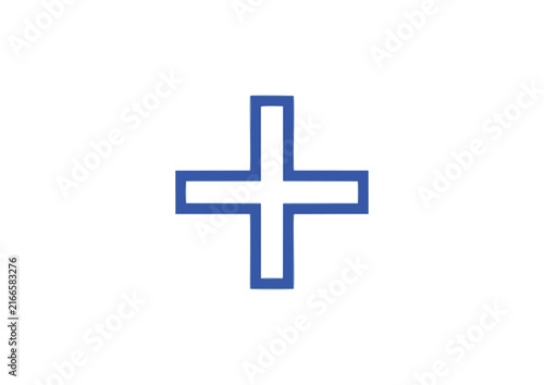 Blue Outline Plus Sign Icon Isolated on White Background Representing Addition or Medical Symbol