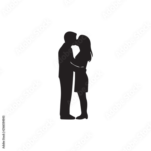 Romantic Couple Kissing Silhouette Vector Illustration
