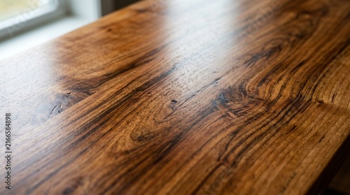 Rich Grain Wood Texture, Polished Surface, Natural Material, Warm Tones