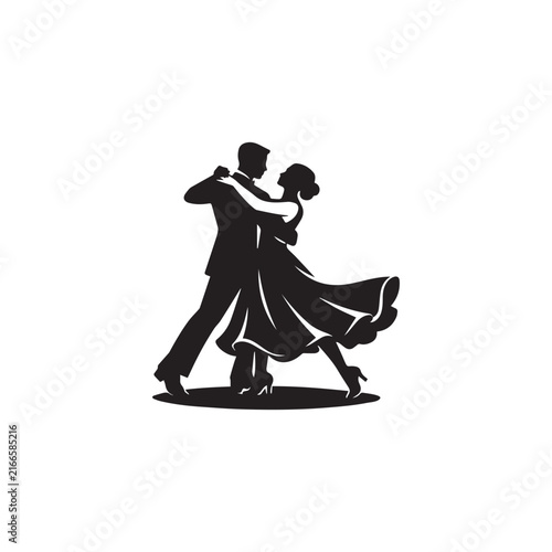 Elegant Ballroom Dancing Couple Silhouette Vector Illustration