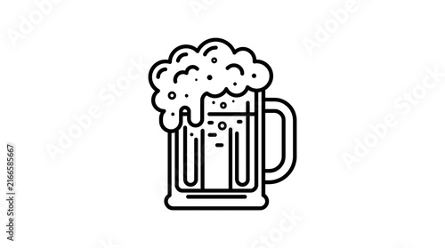 Outline icon of a beer mug with overflowing foam.
