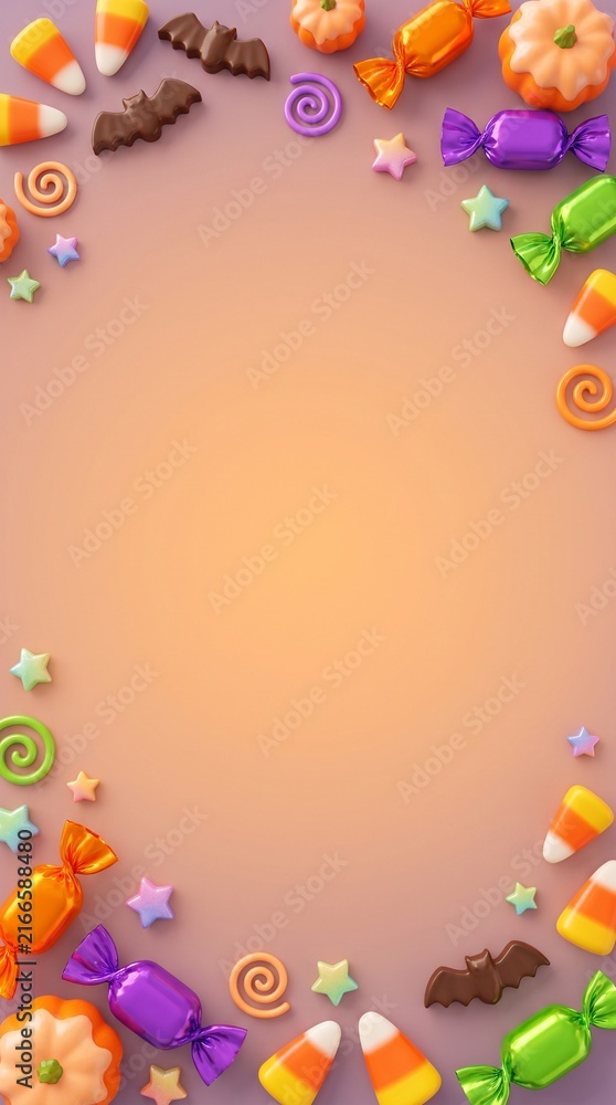 Fototapeta premium Colorful Halloween Candies and Sweet Treats Falling on Green Screen Background