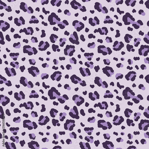 Canvas Print Seamless purple leopard print with wild cat spots, modern design for printing