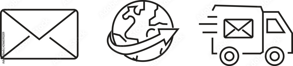Obraz premium Global Postal Service, International Logistics, and Fast Mail Van 