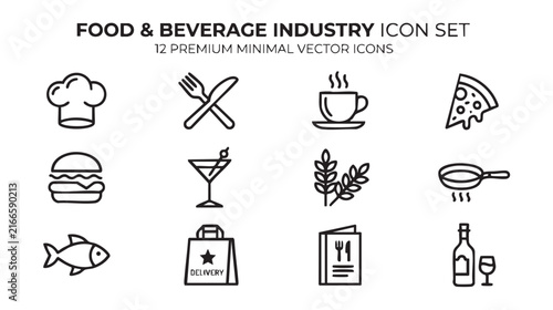 Food and beverage industry icon set