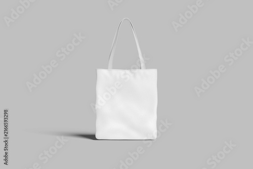 Minimalist White Tote Bag Mockup on Gray Background