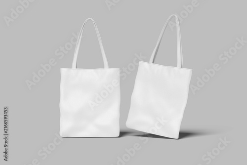 Minimalist White Tote Bag Mockup on Gray Background