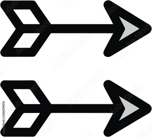 Fotografie Two bidirectional arrows with geometric shapes a flat vector illustration