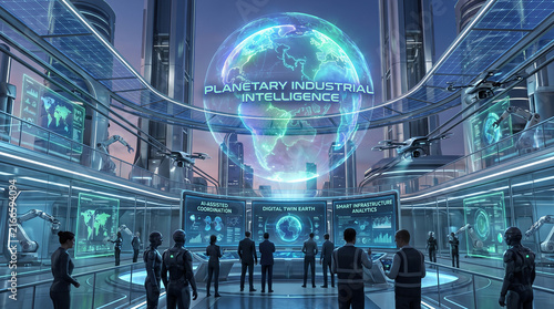 Futuristic AI-Driven Industrial Control Center