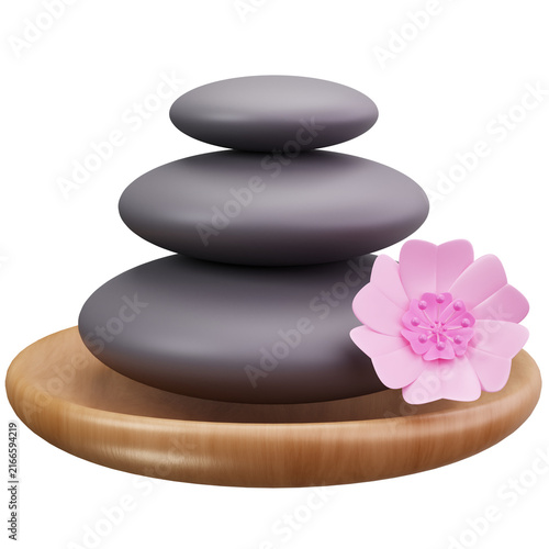 Zen Stones And Sakura 3D Illustrations