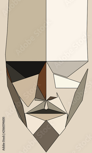 geometric abstract bearded human face